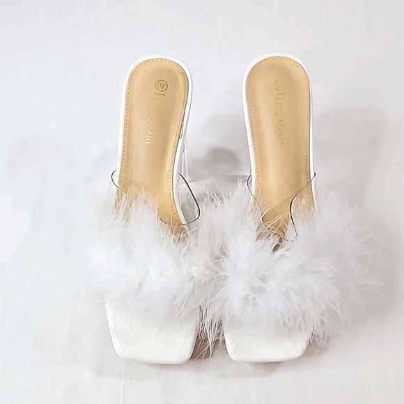 Heiyom White Feather Heels Size 40 - Picture 2 of 7